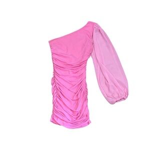 Hello Molly pink one shoulder mini dress